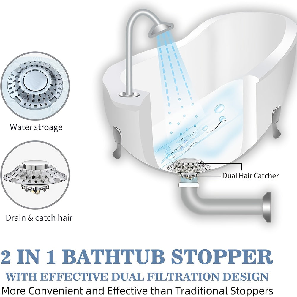 2-in-1 Bathtub Stopper with Hair Catcher