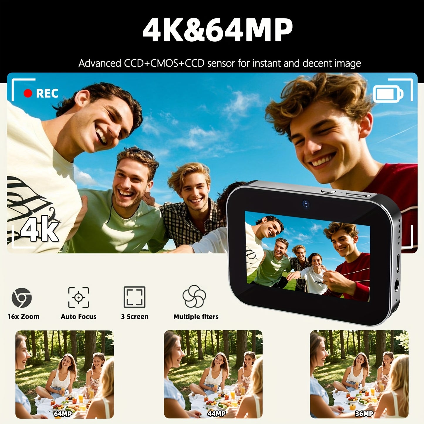 4K Ultra HD Touchscreen Mini Digital Camera (32GB Card Included)