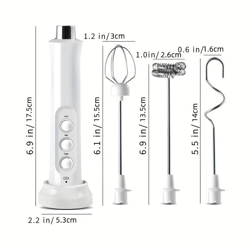 1pc Rechargeable 3-in-1 Electric Milk Frother