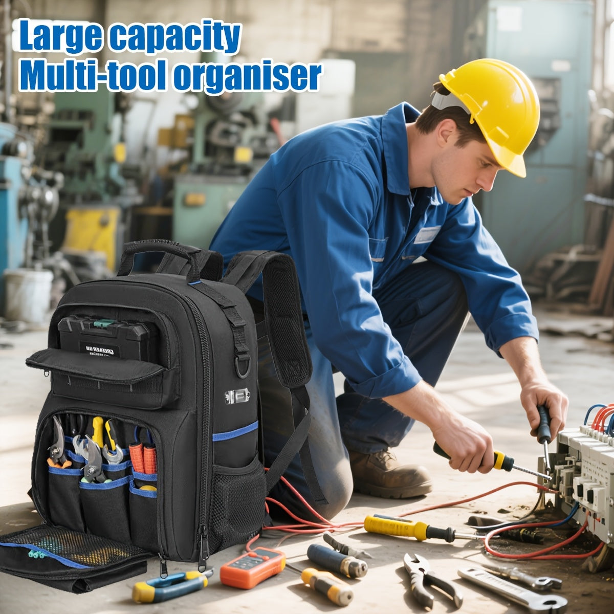 Heavy-Duty Electrician Tool Backpack
