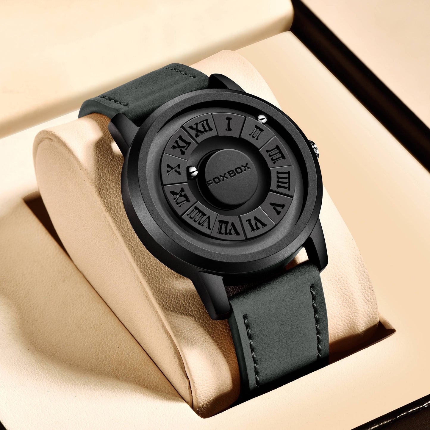 Fashion Men's Watch, Cool Dial Display Design WaterproofRotating Magnetic Bead Watch