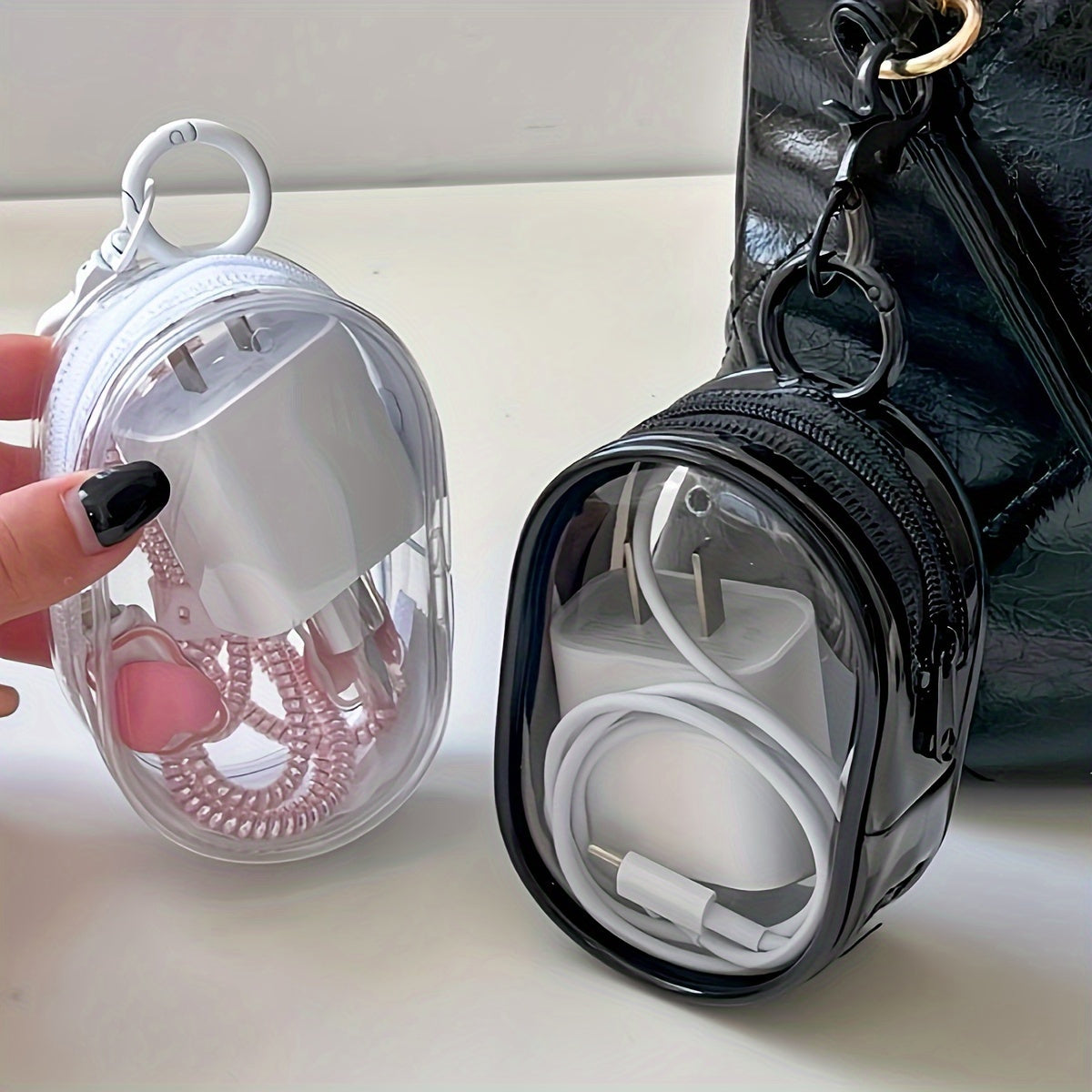 Transparent Mini Cable Organizer Boxes with Keychain