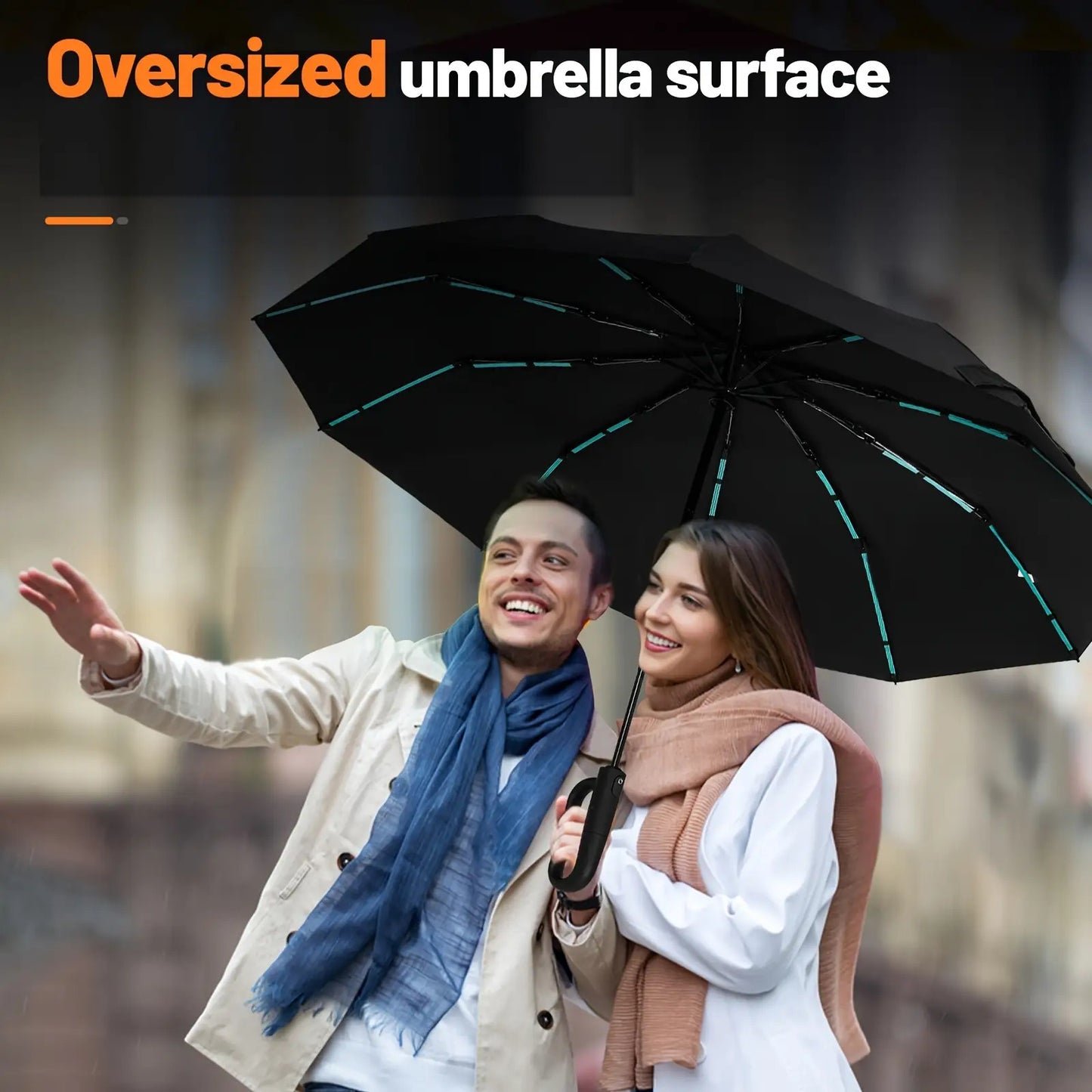 Automatic Umbrella with 10-Rib Windproof Design