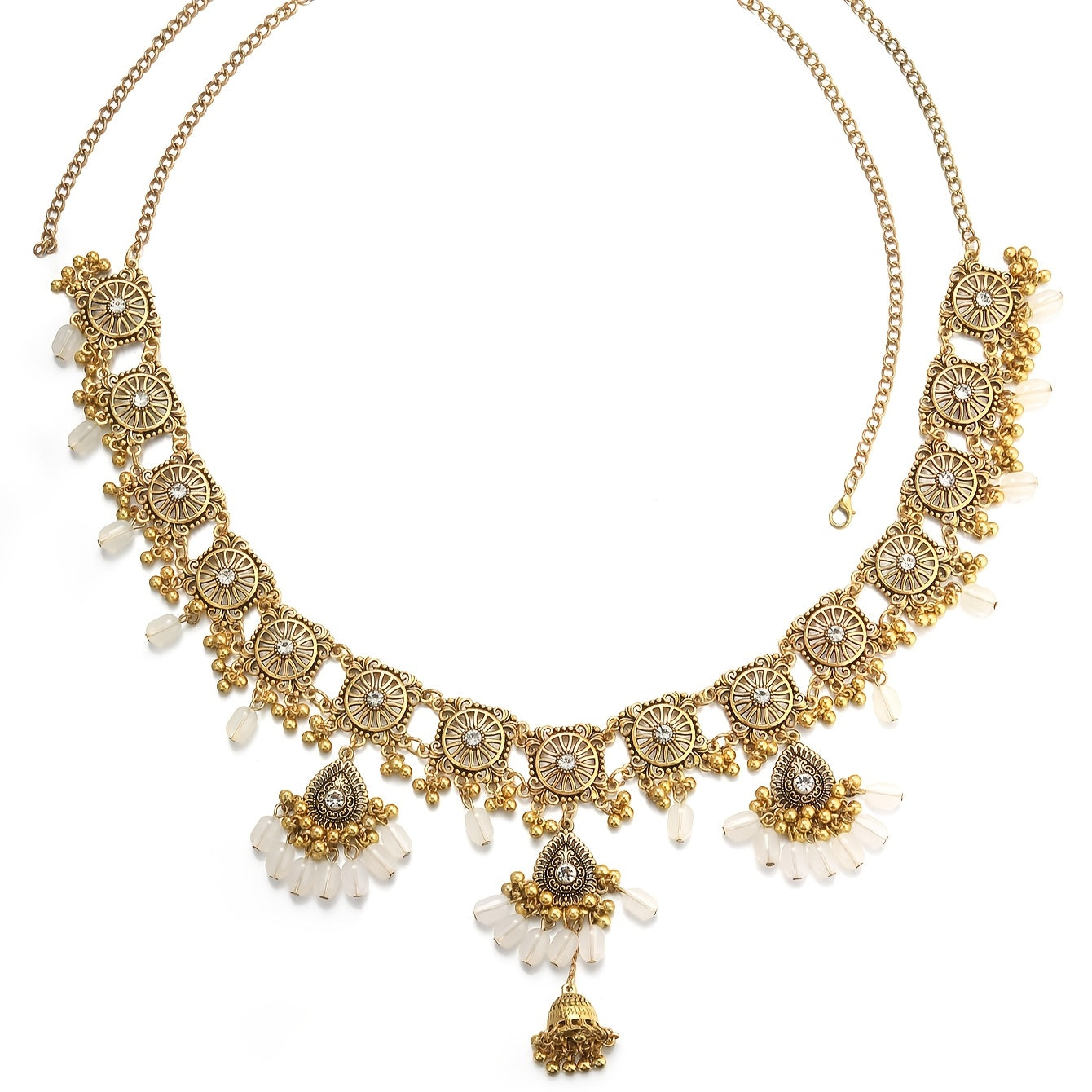 Multi-Colored Tassel Waist Chain with Golden Accents