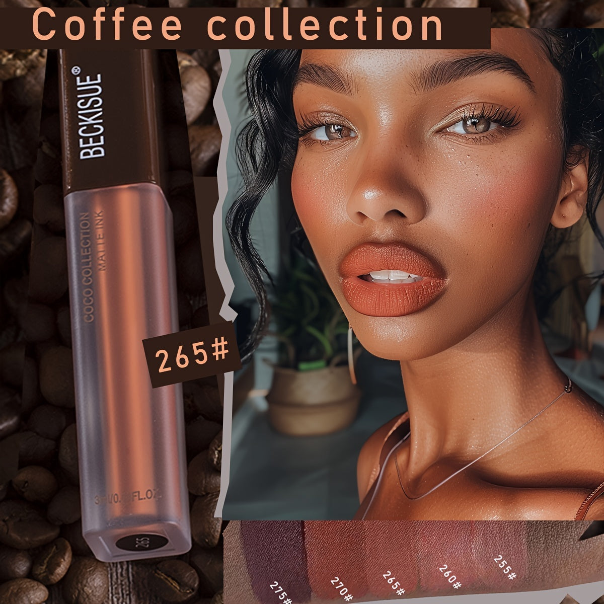 Coffee Color Matte Velvet Lipstick Set 5pcs