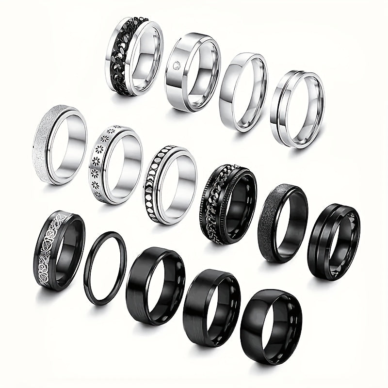 Stainless Steel Men's Ring Set
