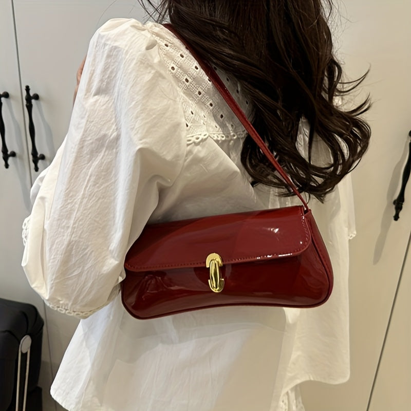 Women's Elegant Glossy Crescent Crossbody Bag