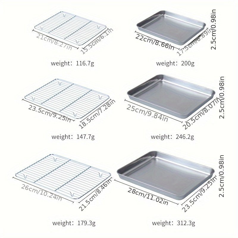 6pcs Stainless Steel Baking Sheet Set with Cooling Racks