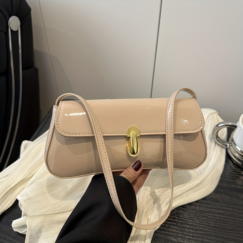 Women's Elegant Glossy Crescent Crossbody Bag