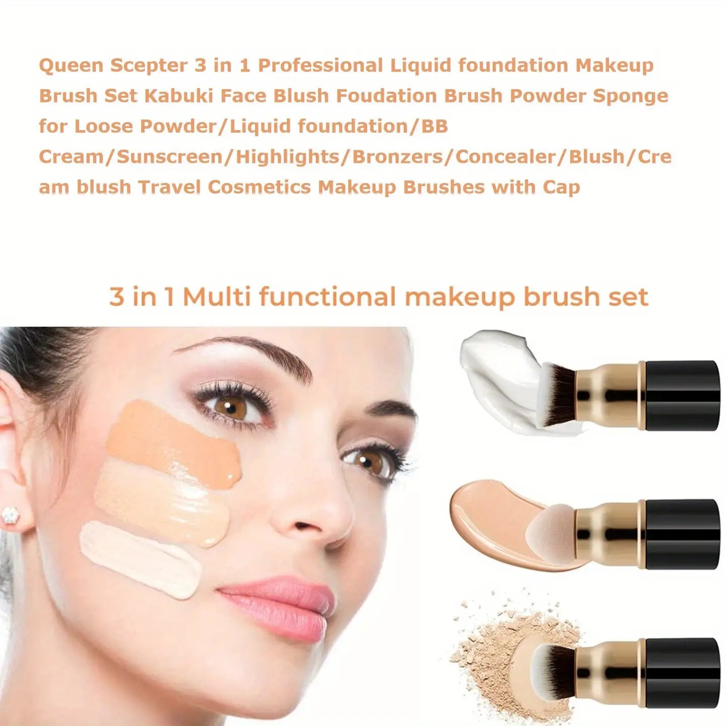 A Professional Three-In-One Makeup Brush Set