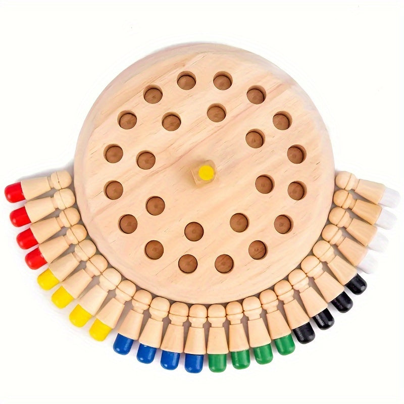 Wooden Memory Matching Game - Educational Chess Puzzle For Kids And Adults