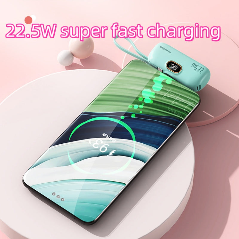 Ultra-portable capsule-type mobile power bank (5000 mAh + support PD22.5W fast charging + LED display)