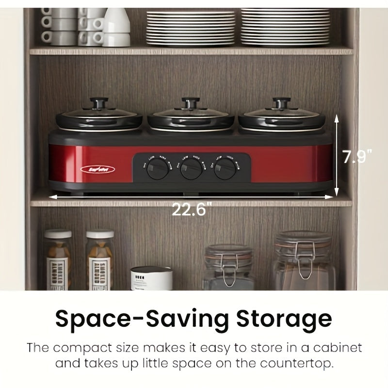 Triple Slow Cooker with Ceramic Pot