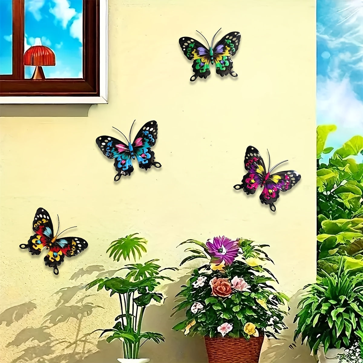 4-Pack Metal Butterfly Wall Art