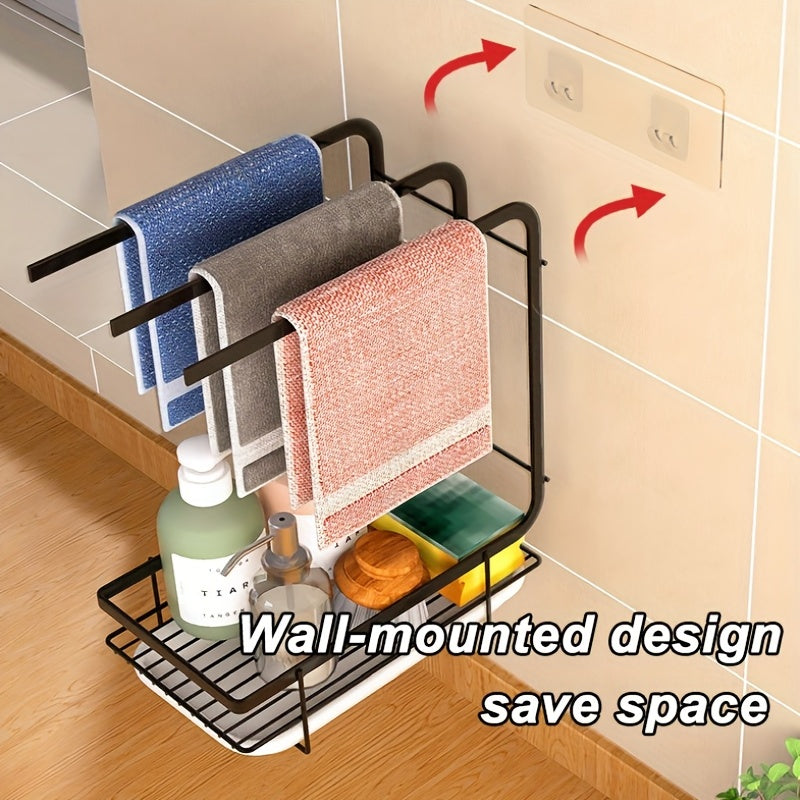 3pcs Kitchen Dishcloth Towel Rack