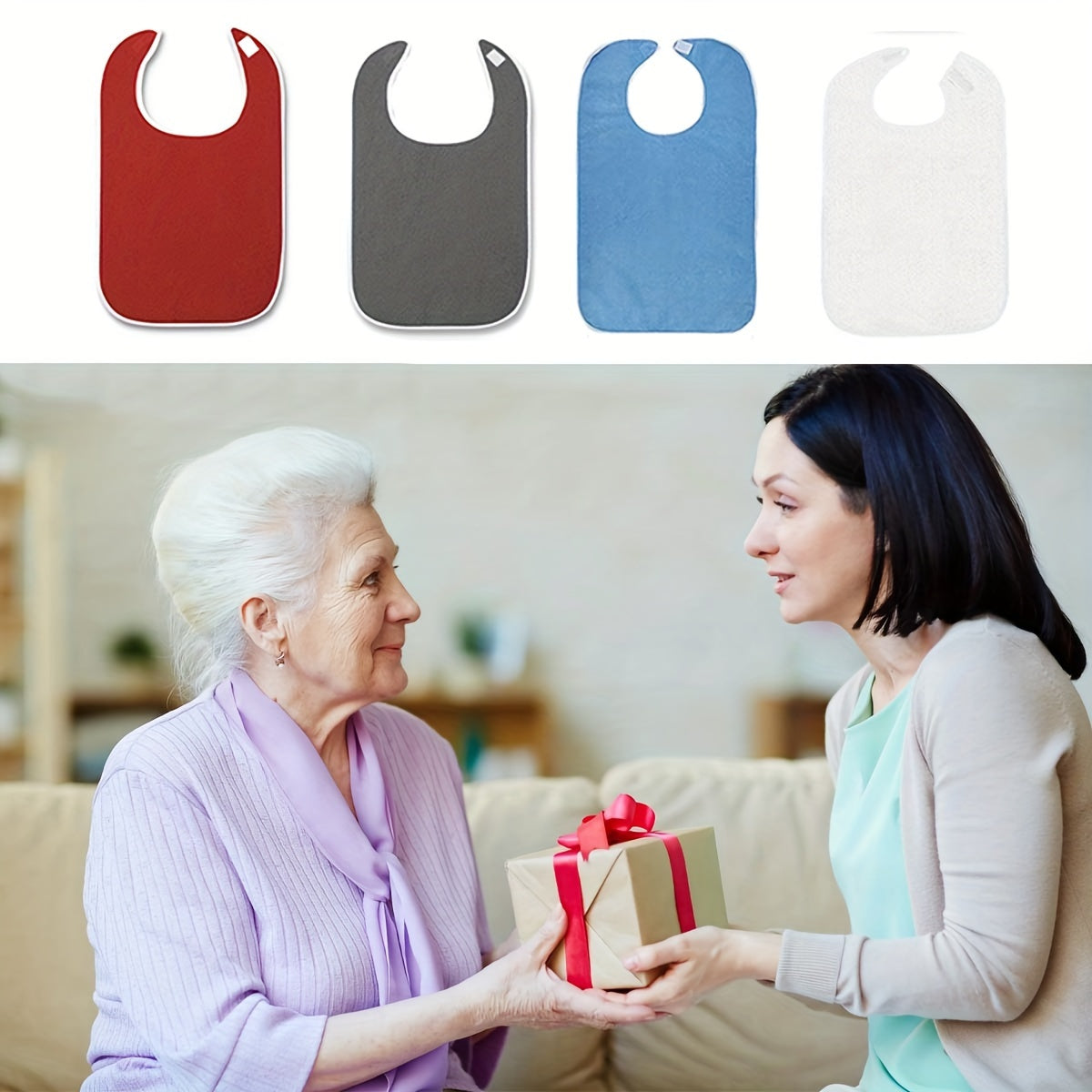 4-Pack Adult Bibs for Eating