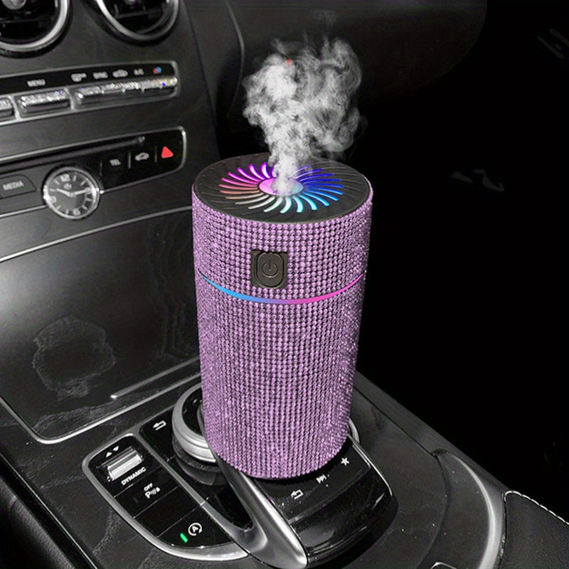 Deluxe Rhinestone Car Diffuser Humidifier, LED Light Aromatherapy Air Freshener