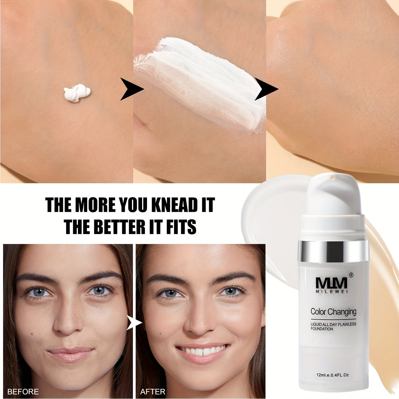 Long-Lasting Matte Finish Color Changing Liquid Foundation