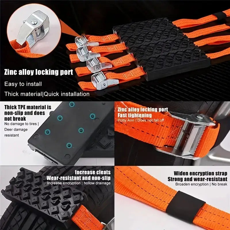Snow, Mud, And Sand Tire Traction Device for Cars