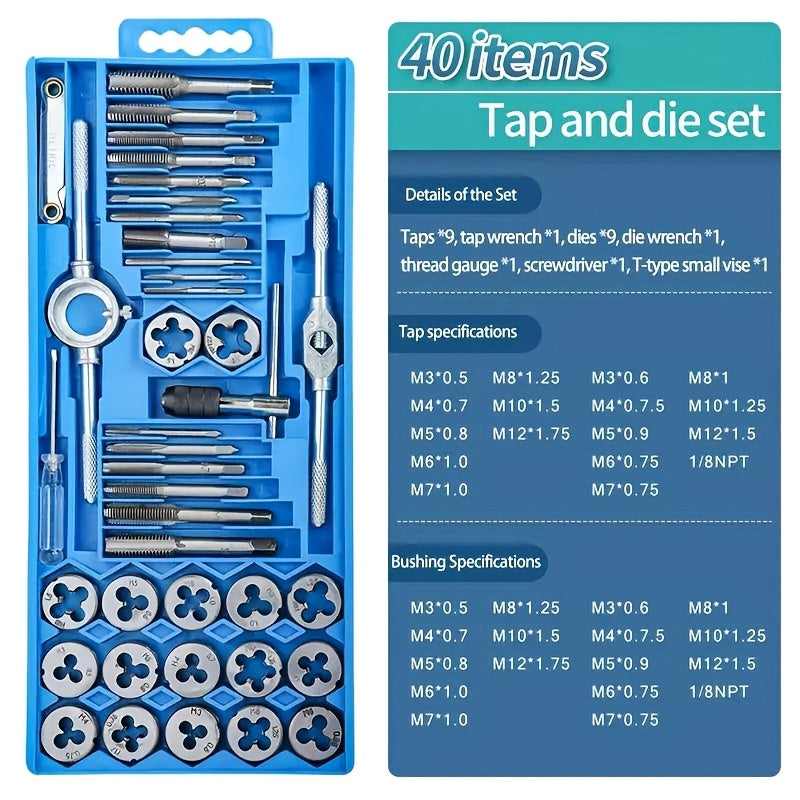 40pcs M3-M12 Multifunctional Tap and Die Set