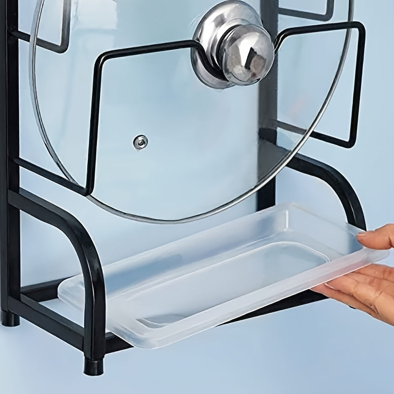 Three-tier Black Countertop Pot Lid Rack