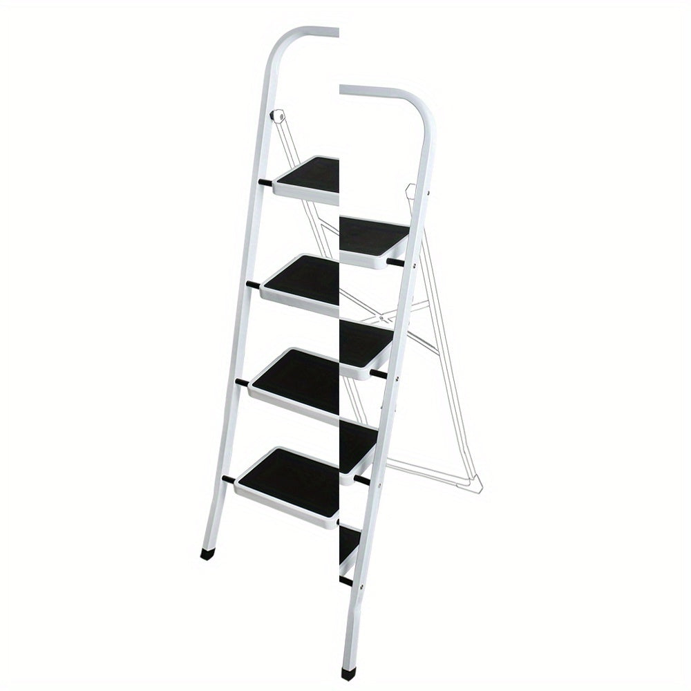 4 Step Ladder Folding Portable Heavy Duty Iron Anti-Slip Mat Stools