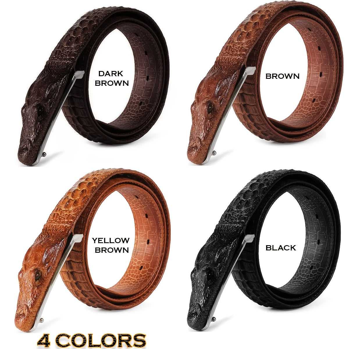 1-Pack Men'S Crocodile Pattern Design Belt