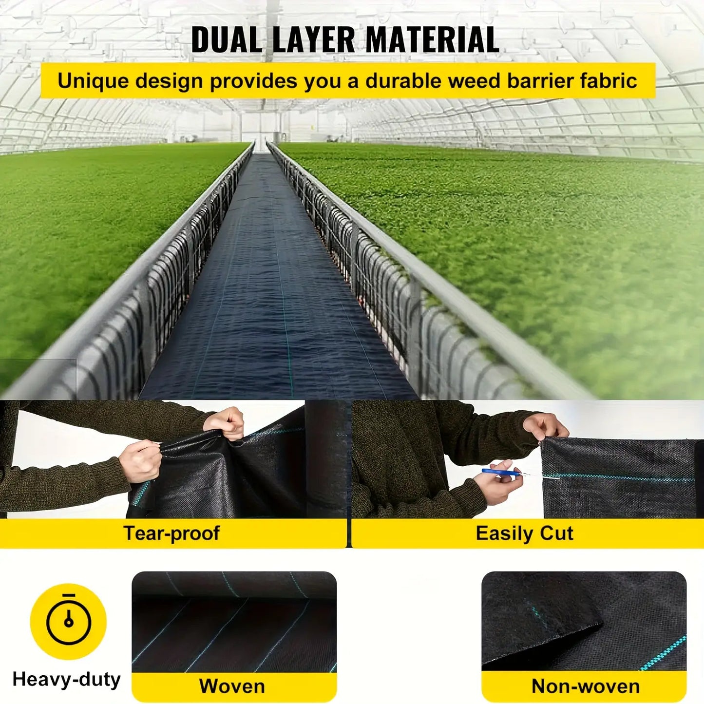 Heavy-Duty Weed Barrier Fabric - Durable Woven Landscape Mat