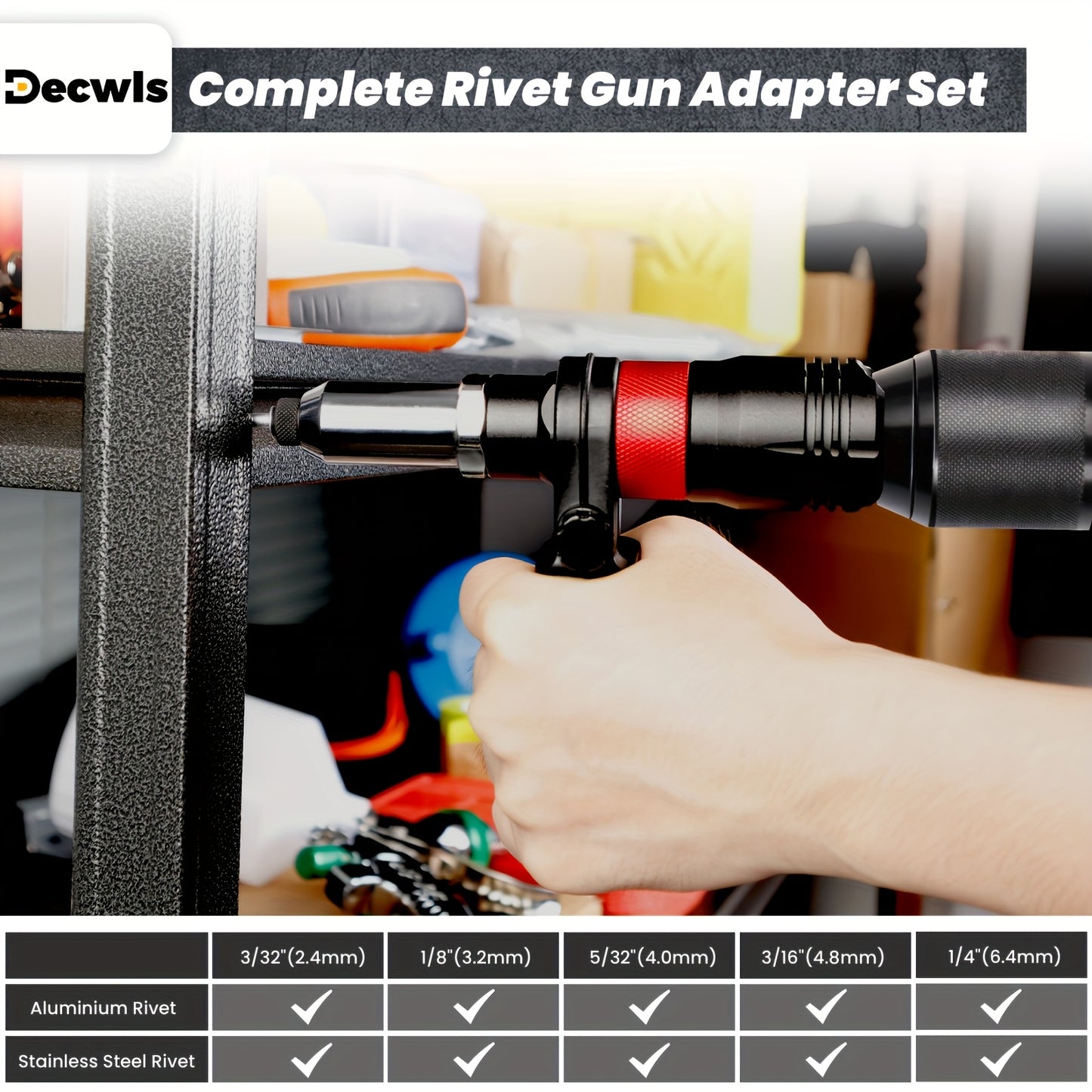 1 Set Professional Rivet Gun Adapter Kit