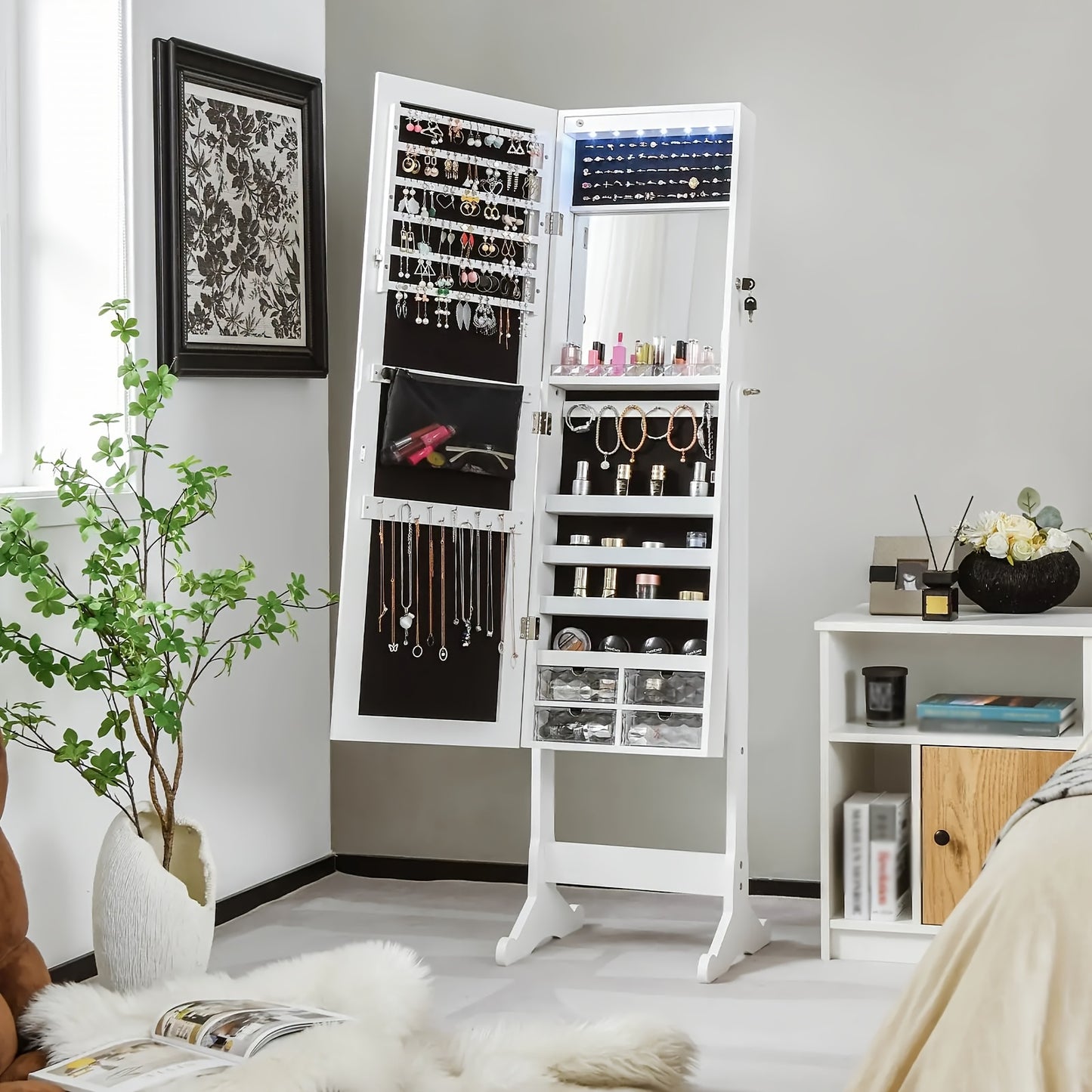 Full-length MirrorJewelry Armoire Storage Jewelry