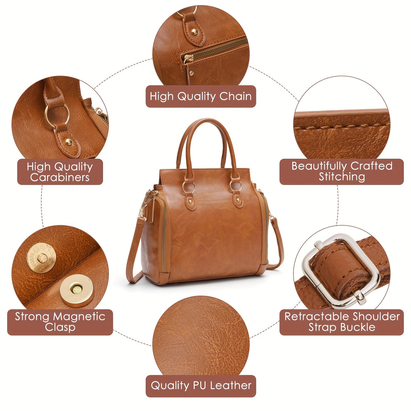 Stylish Retro Brown Faux Leather Women’s Crossbody Bag