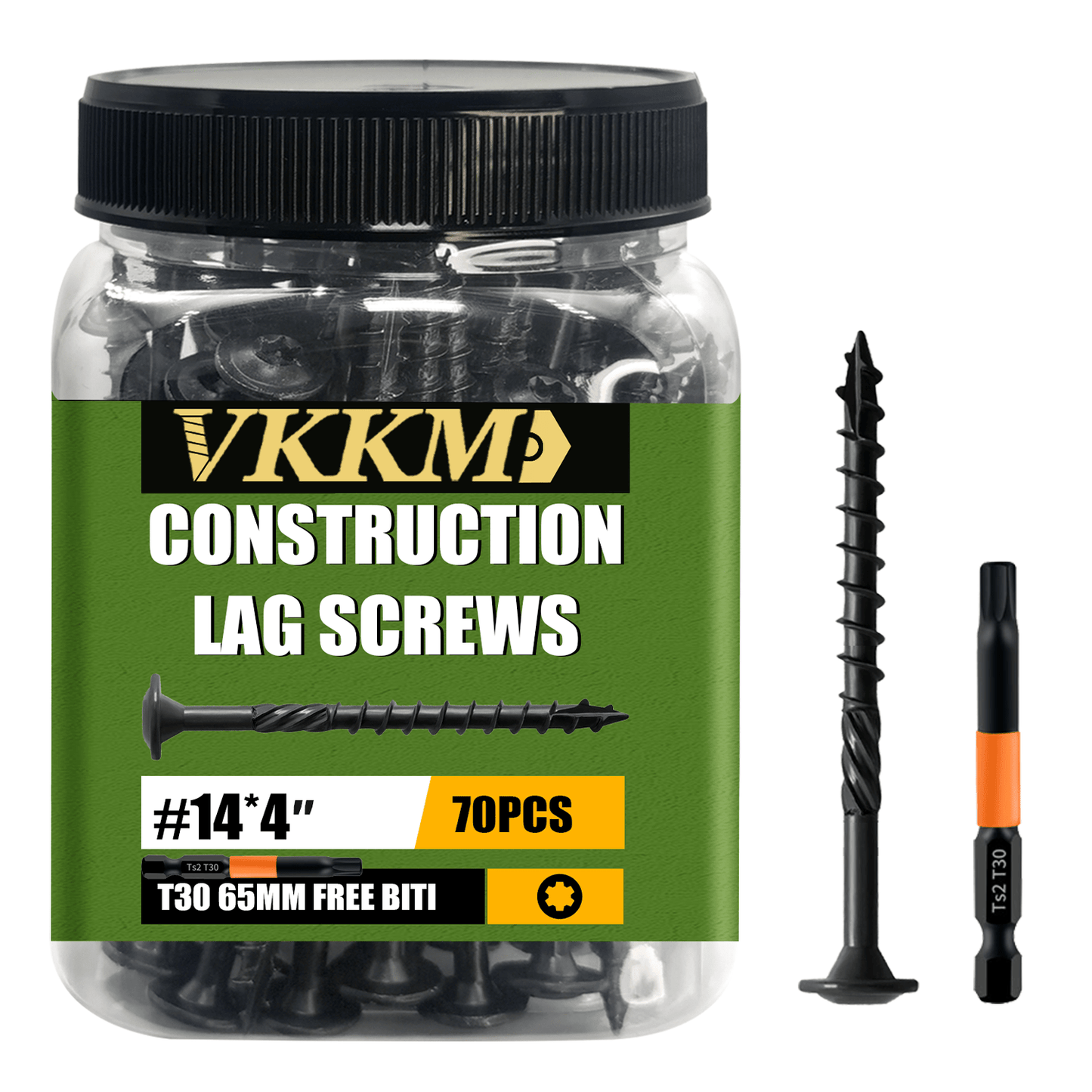 100pcs Black Carbon Steel Wood Screw Kit