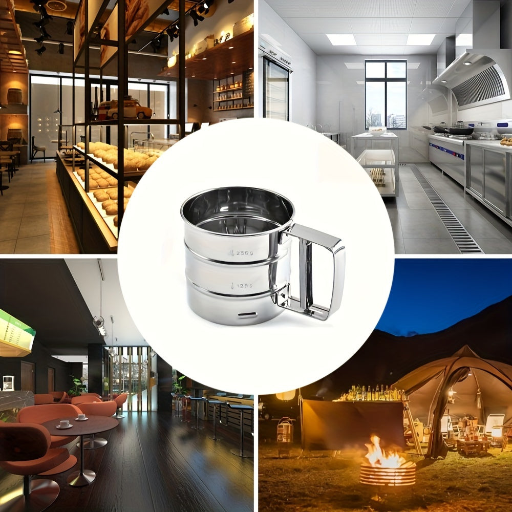 2pcs Stainless Steel Handheld Semi-Automatic Flour Sifter