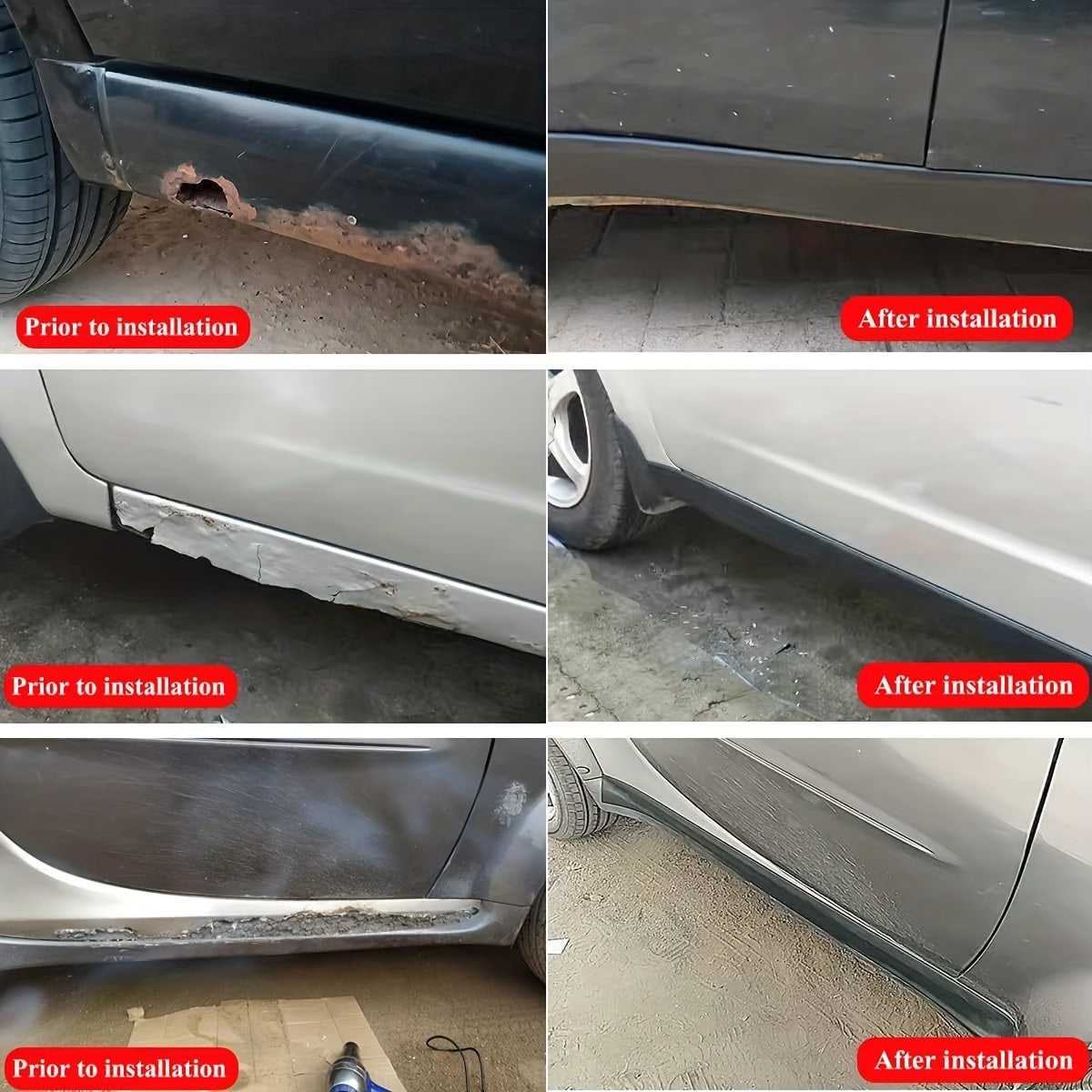 Universal Fit Rubber Car Side Guards - Anti-Scratch & Impact Protection