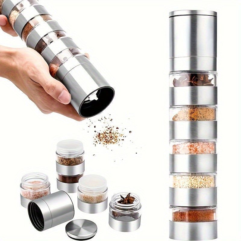 5-in-1 Stainless Steel Spice & Salt Grinder Set
