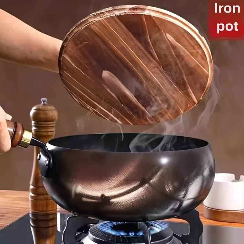 1pc Potbelly Cast Iron Pan with Lid