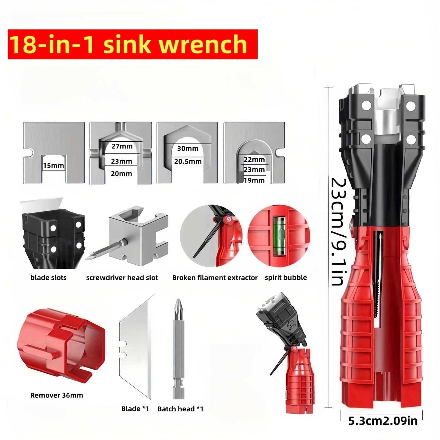 2pcs 18-in-1 multifunctional sink wrench Bathroom wrench