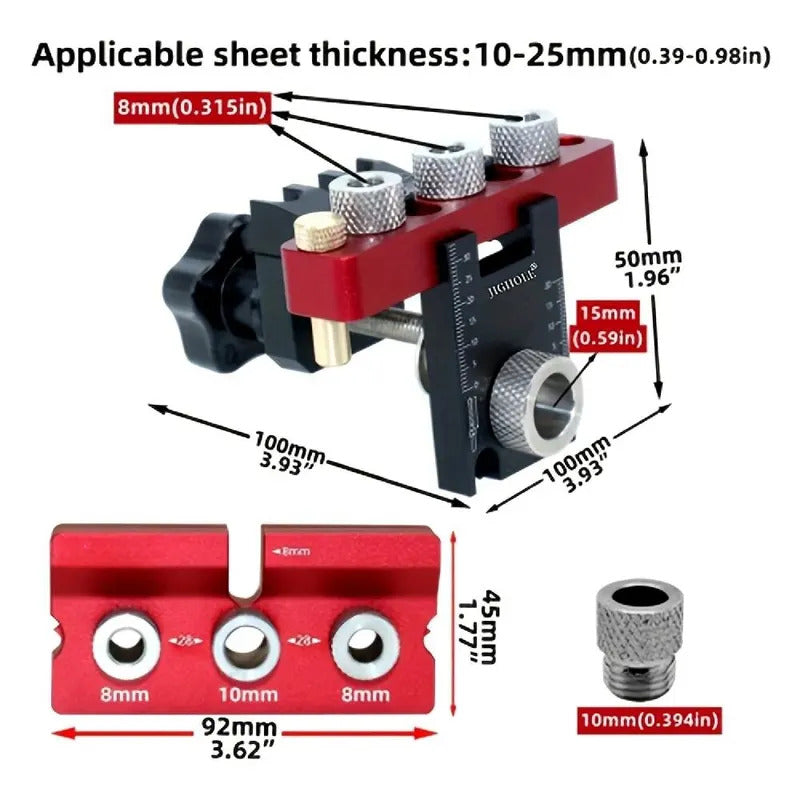 Woodworking 3 In 1 Dowelling Jig Universal Dowel Cam Jig