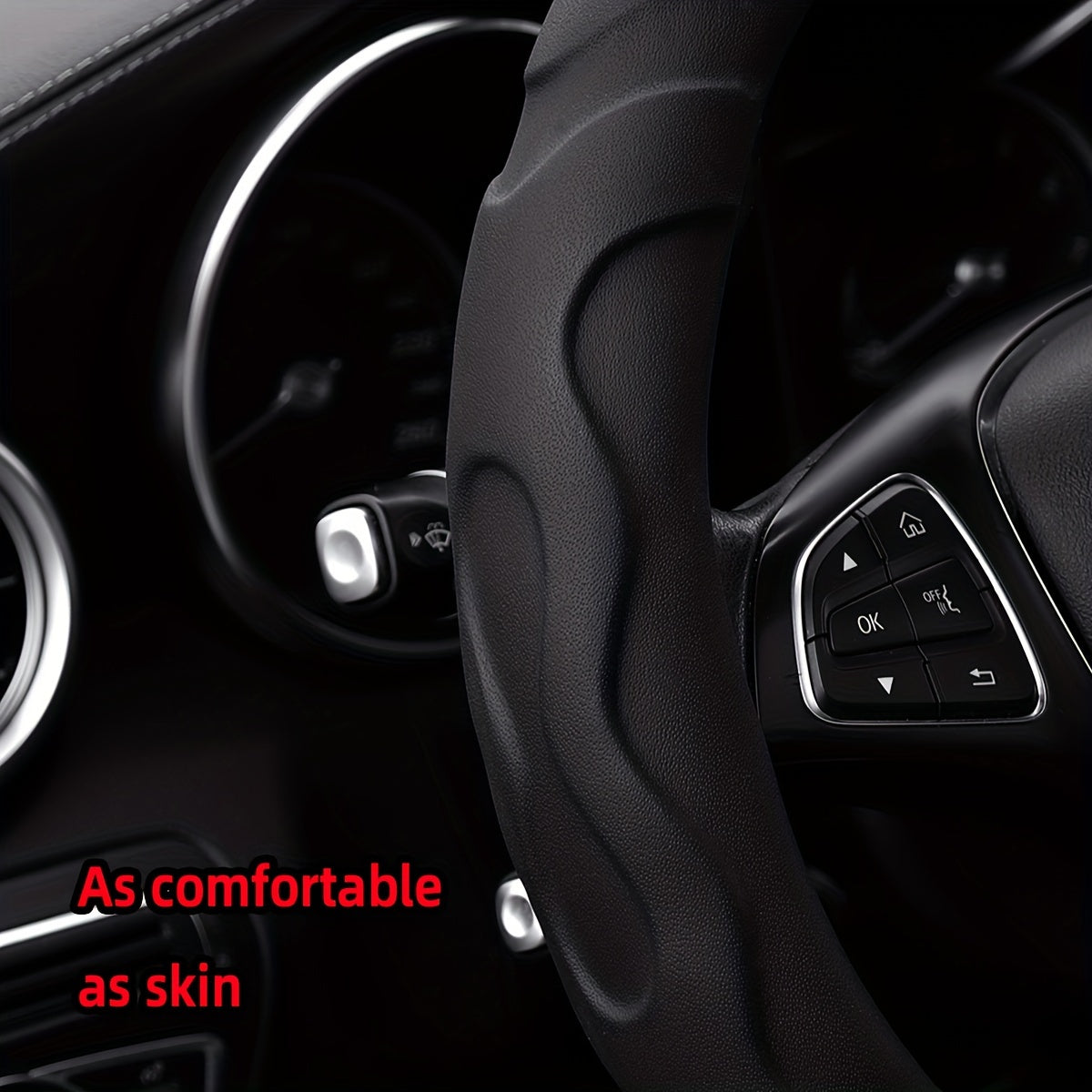 1 PU Leather Textured 3D Design Sports Car Steering Wheel Cover