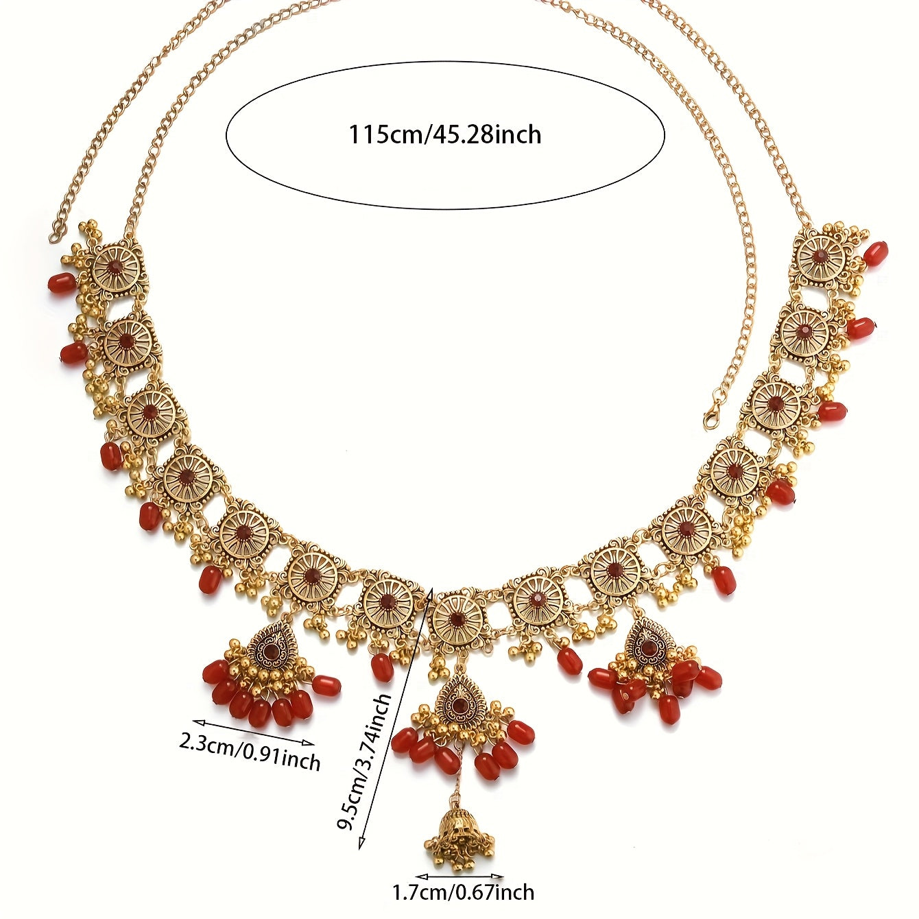 Multi-Colored Tassel Waist Chain with Golden Accents