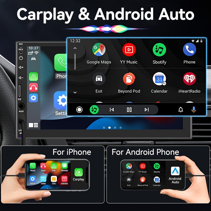 7-Inch Carplay Android Auto 1 Din Car Radio MP5 Player