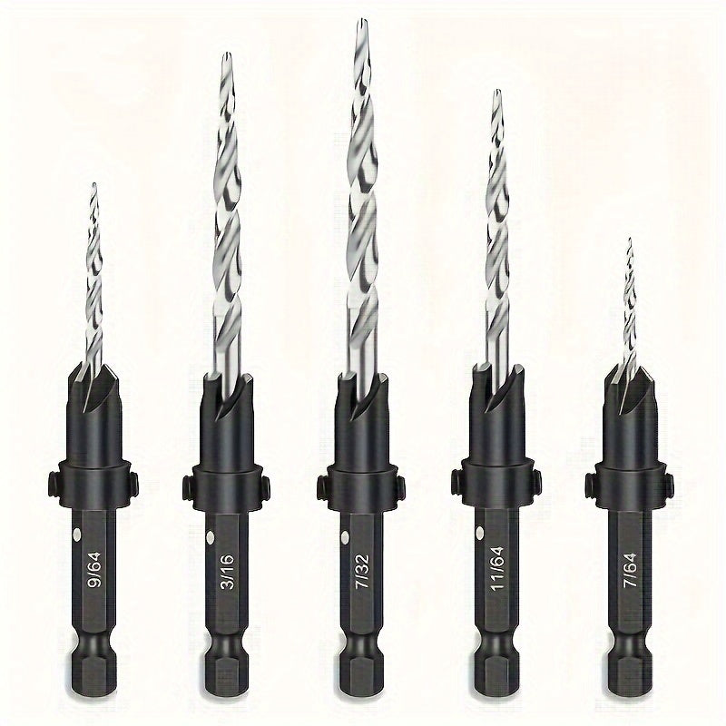 5pcs High-Speed Steel Countersink Drill Bit Set