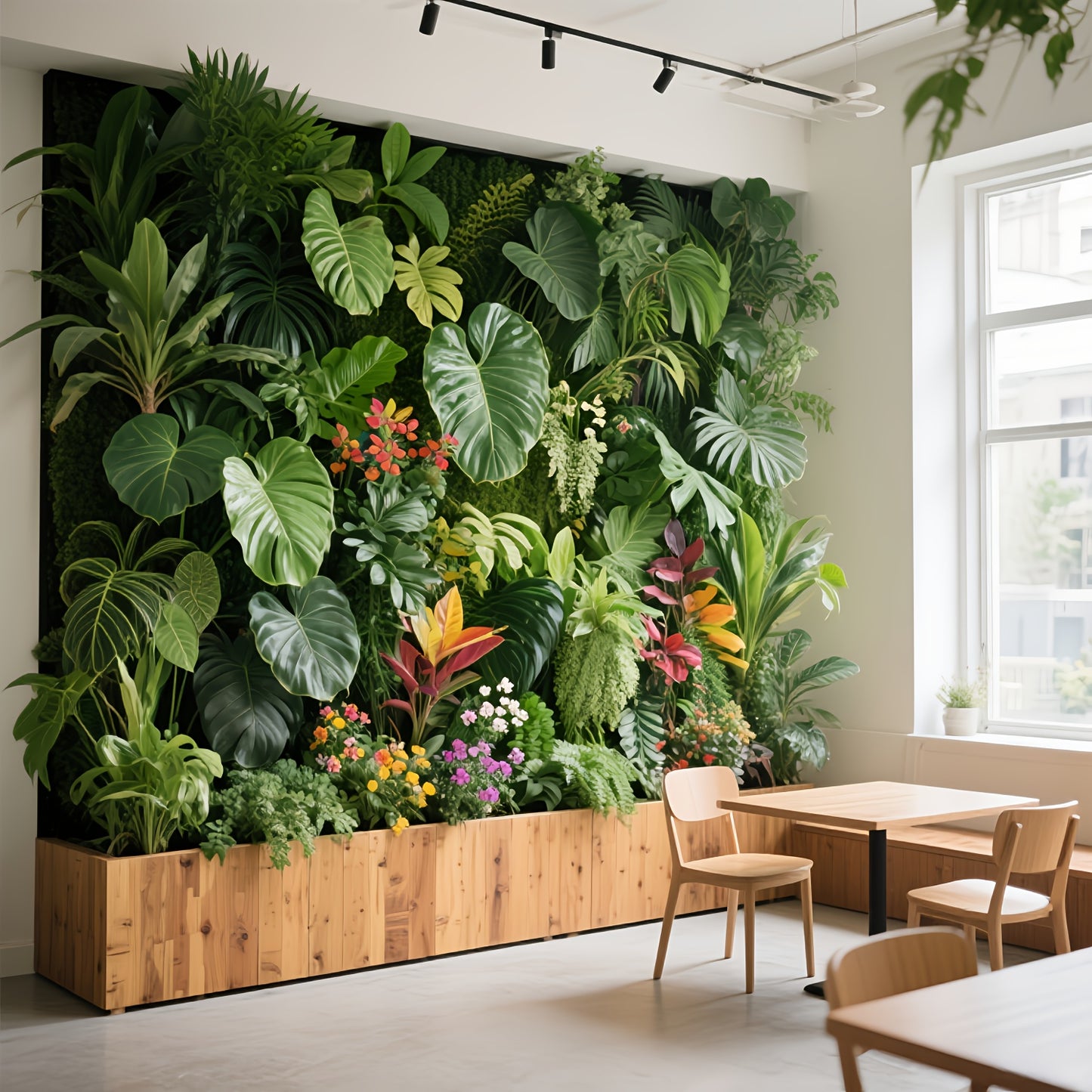 Artificial Rose & Fern Wall Panel - Realistic Plastic Greenery