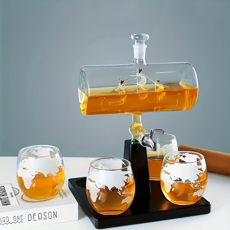 1 Set Sailboat Glass Decanter