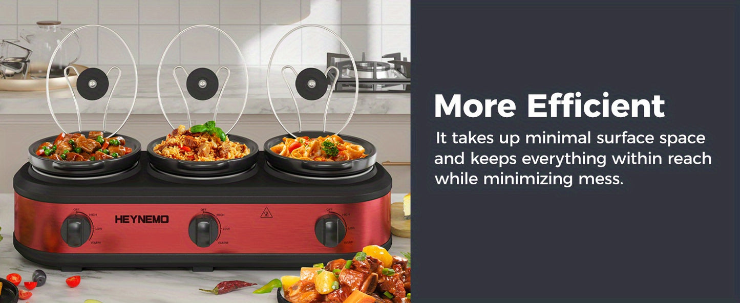 Triple Slow Cooker with Ceramic Pot