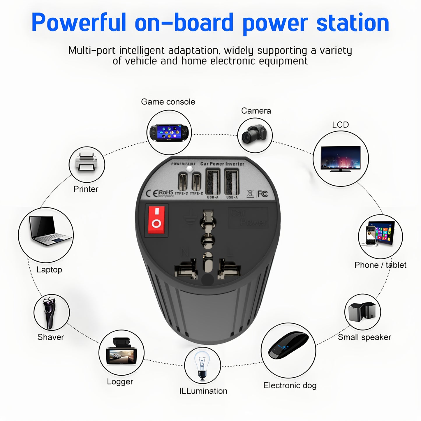 400W Vehicle Power Inverter Converting DC 12V to AC 220V