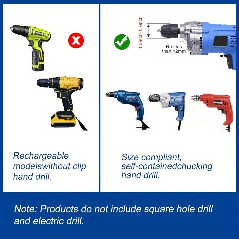 Square Hole Drill Bit Adapter Mortising Attachment