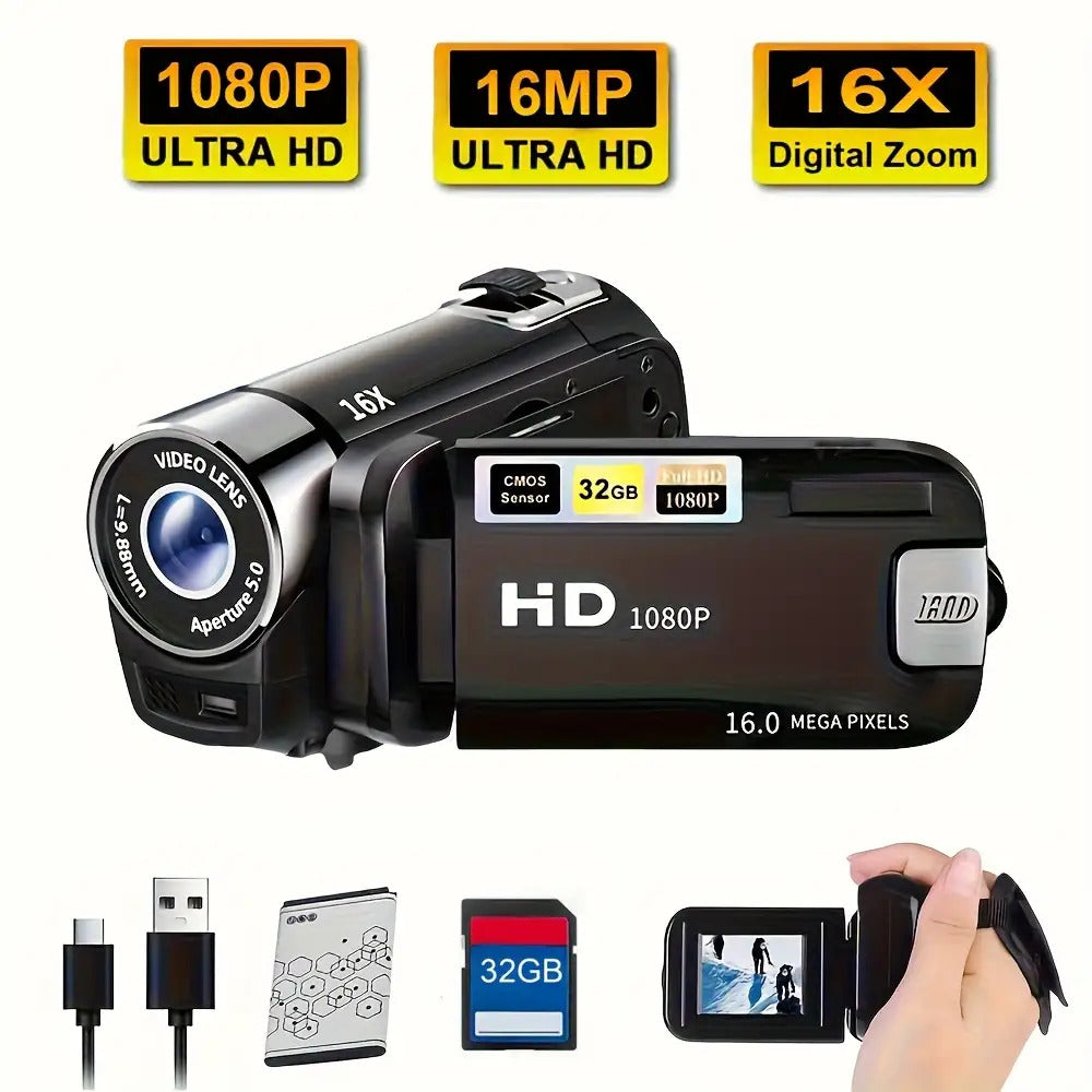 A Camera with A 270° Rotating LED Flip Screen