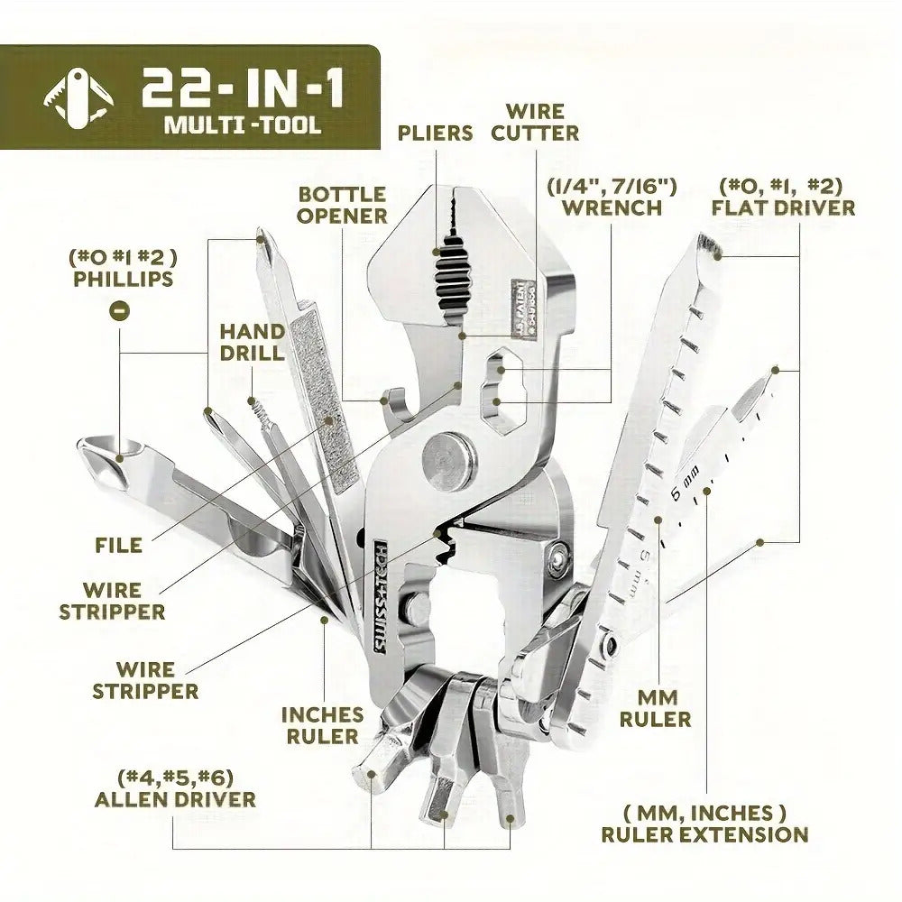1pc 22-in-1 Stainless Steel Multi-Tool