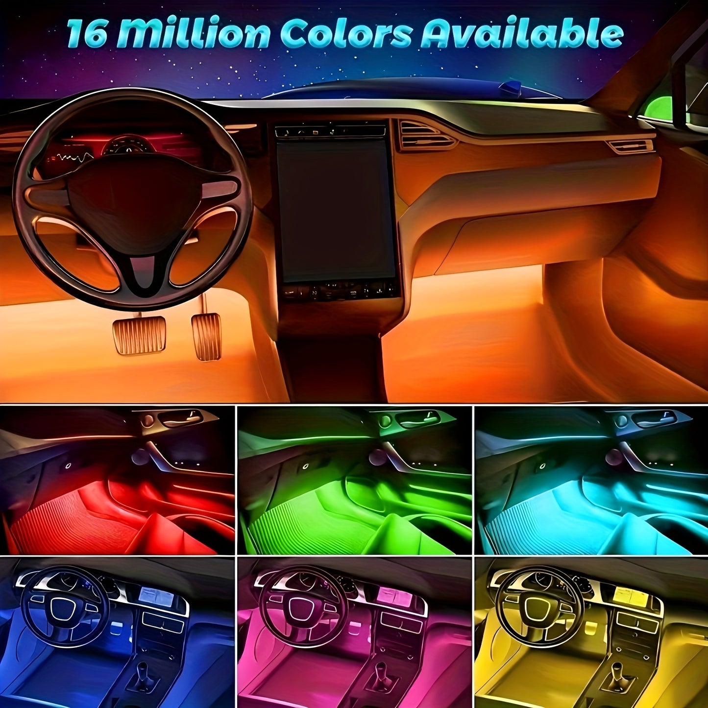 4pcs Car Interior Atmosphere Light